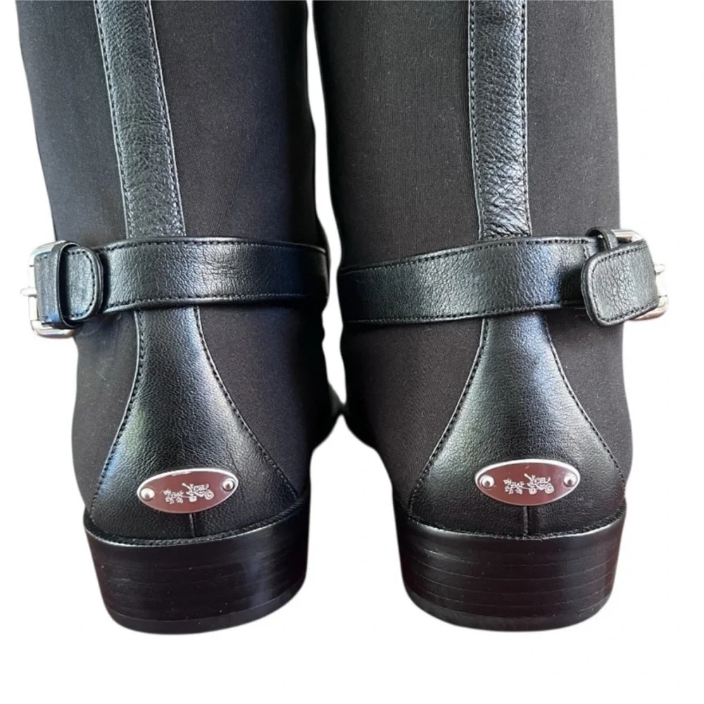 Coach Liza Womens Round Toe Leather Black Knee High Boot